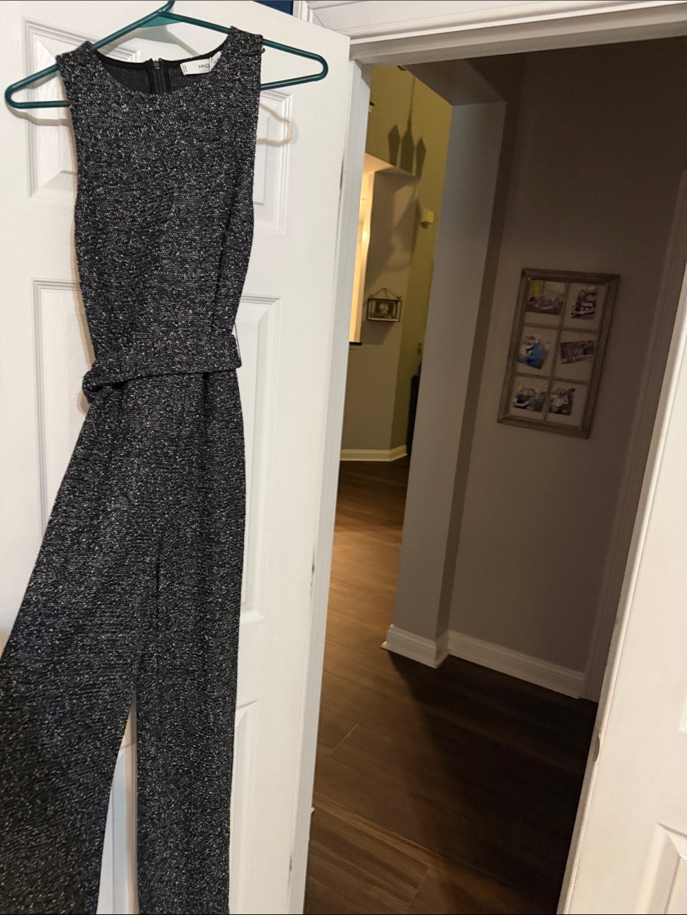 Mango Metallic Knit Sleeveless Jumpsuit in Charcoal Black
